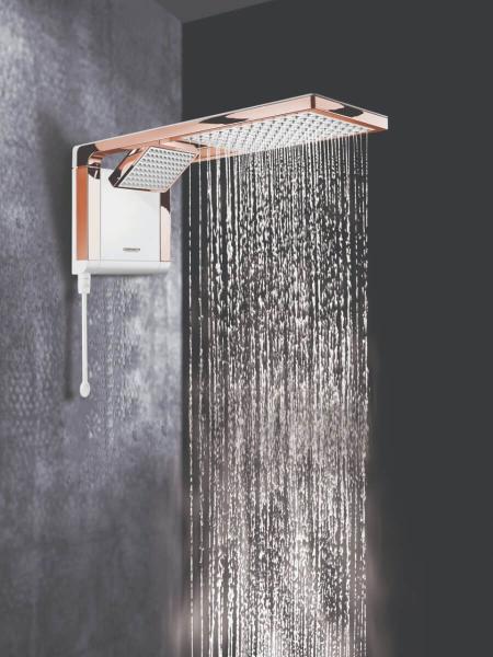 Imagem de Ducha Lorenzetti Acqua Duo Ultra Branco Rosê Gold 220v 6800w