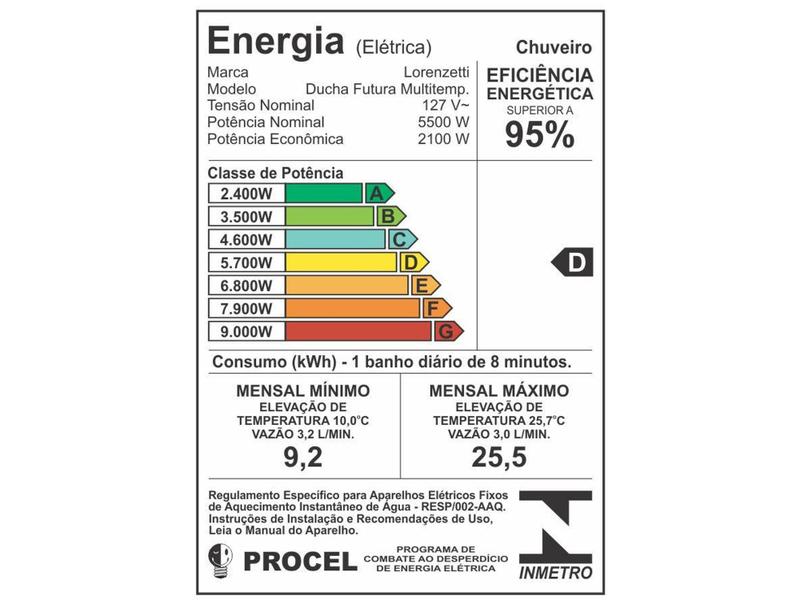 Imagem de Ducha Lorenzetti Futura 5500W Multitemperaturas  - com Chave Seletora