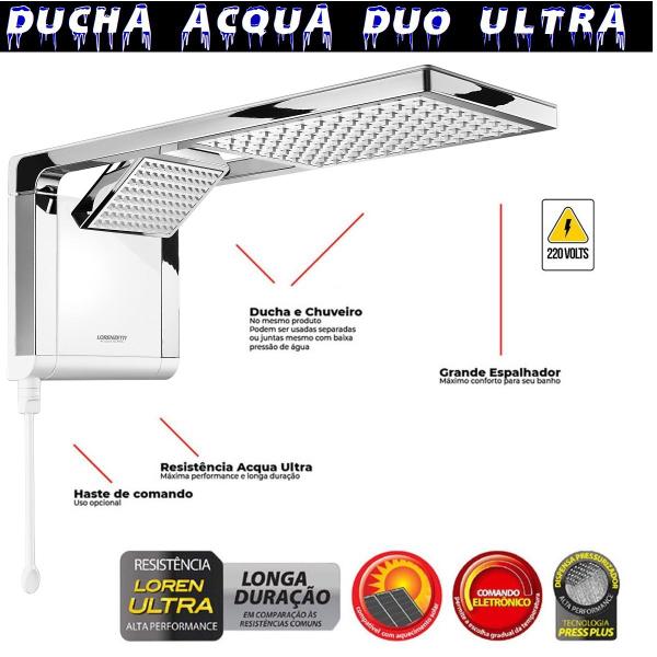 Imagem de Ducha Mod. 7510101 Acqua Duo 220v 7800w Lorenzetti Branco e Cromado