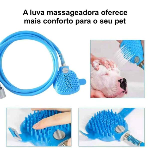 Imagem de Ducha Pet Mangueira com Luva para Banho em Pet Cães e Gatos