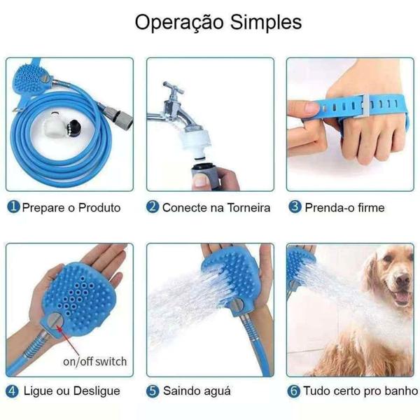 Imagem de Ducha Pet Mangueira com Luva para Banho em Pet Cães e Gatos