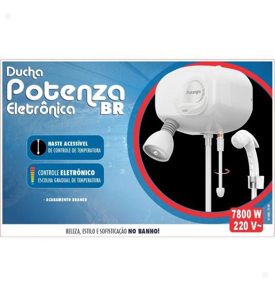 Imagem de Ducha Potenza Eletrônica 8t C/ Desviador Branca 220v Cardal