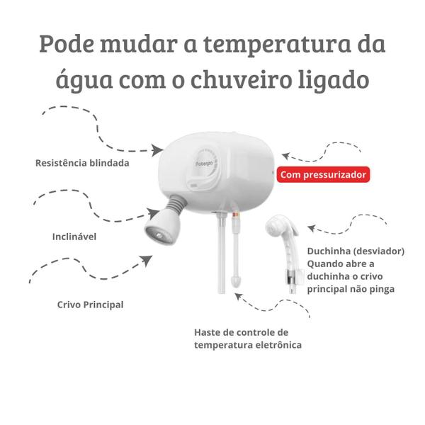 Imagem de Ducha Potenza Eletrônica Blindada 8t Pressurizada Cardal