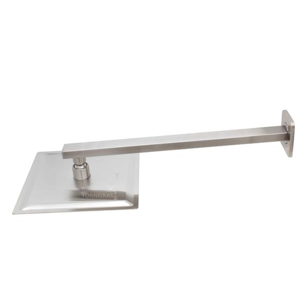 Ducha Quadrada 20x20 cm Inox 304 Aço Escovado com Braço Quadrado 38 cm 7820 - Império das Torneiras Imagem de Ducha Quadrada 20x20 cm Inox 304 Aço Escovado com Braço Quadrado 38 cm 7820