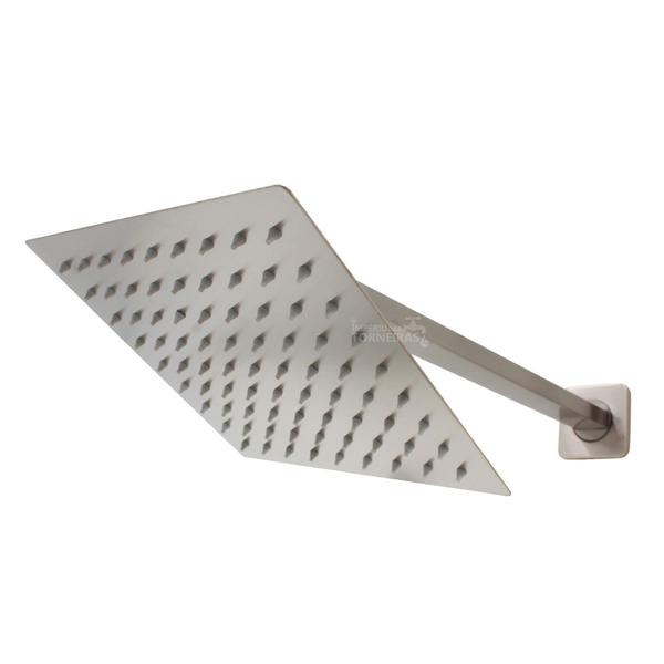 Ducha Quadrada 20x20 cm Inox 304 Aço Escovado com Braço Quadrado 38 cm 7820 - Império das Torneiras Imagem de Ducha Quadrada 20x20 cm Inox 304 Aço Escovado com Braço Quadrado 38 cm 7820