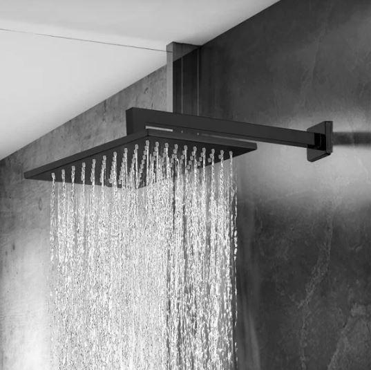 Ducha Quadrada Inox 20x20 cm Preta Fosca Articulada Parede - B2T Imagem de Ducha Quadrada Inox 20x20 cm Preta Fosca Articulada Parede