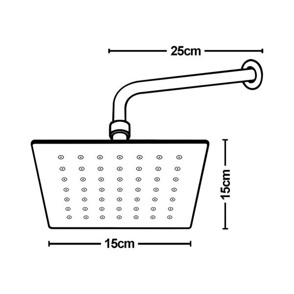 Imagem de Ducha Quadrada Inox Escovado Chuveiro Aquecedor Solar 15X15