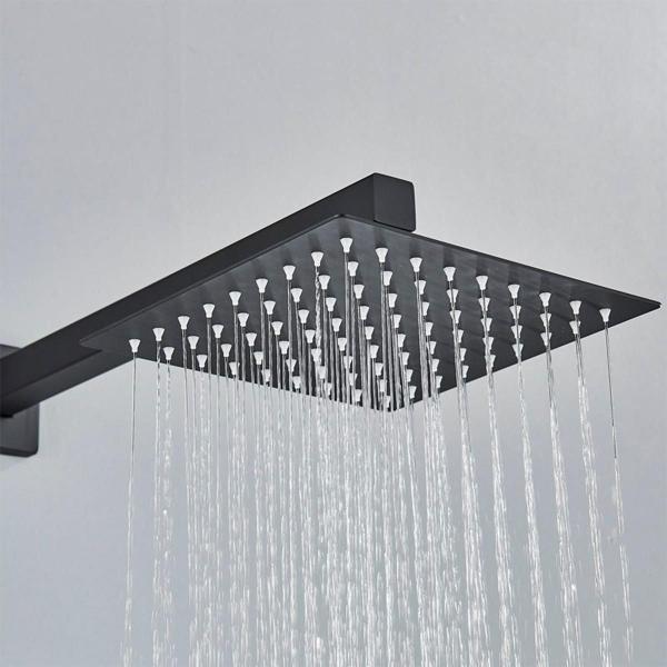 Ducha Quadrada Preta 20x20 Inox com Braço 40cm - Brinovar Imagem de Ducha Quadrada Preta 20x20 Inox com Braço 40cm
