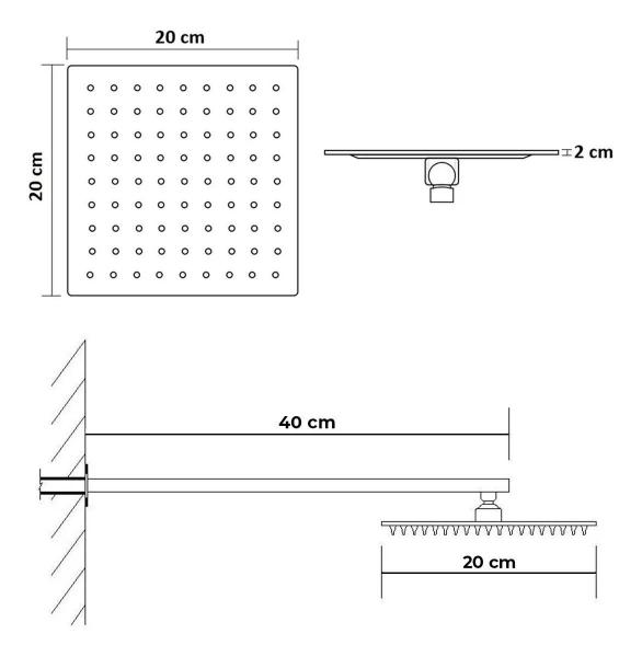 Ducha Quadrada Preta 20x20 Inox com Braço 40cm - Brinovar Imagem de Ducha Quadrada Preta 20x20 Inox com Braço 40cm