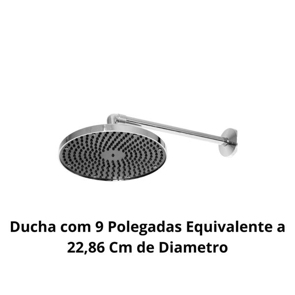 Imagem de Ducha Redonda Articulada em Abs Cromado de 9 Polegadas Parede de 1/2 Luxo Agua Quente Agua Fria