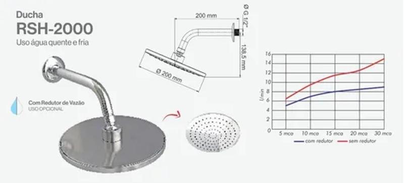 Imagem de Ducha Rinnai Rsh - 2000 Para Água Quente E Fria Original