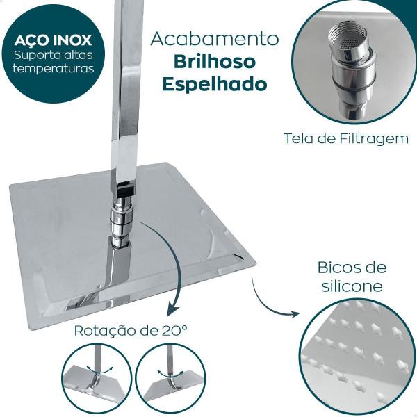 Imagem de Ducha Teto Chuveiro Inox 25X25 Slim Quadrada Suporte 40 Cm