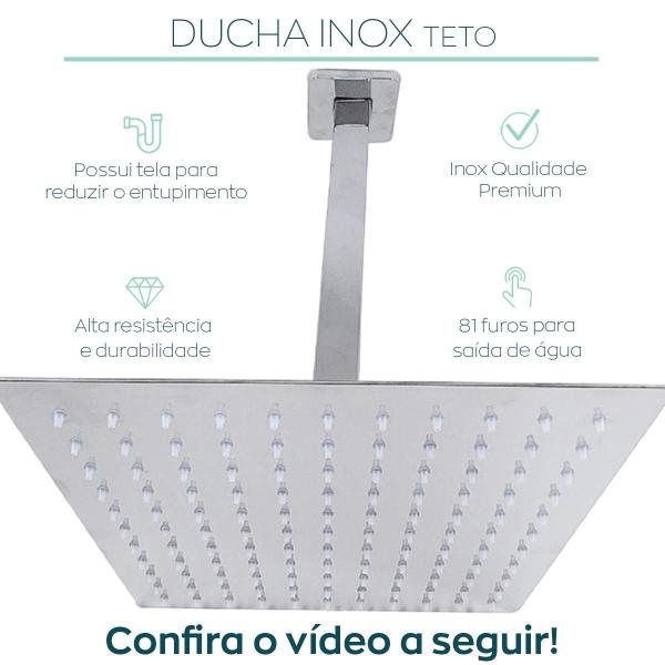 Imagem de Ducha Teto Vertical Slim Quadrado 20X20 Braço Suporte 40 Cm