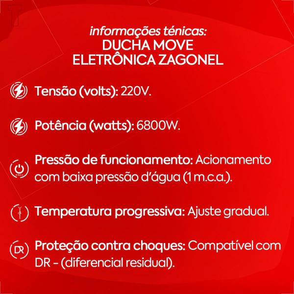 Imagem de Ducha zagonel move eletronica branco 220v 6800w