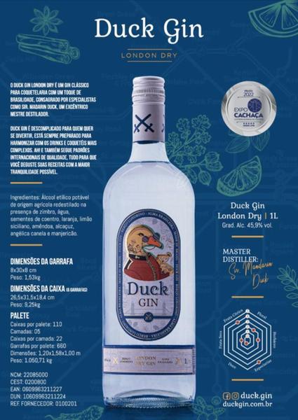 Imagem de Duck Gin London Dry 1 Litro 3 Unidades Gf Vd