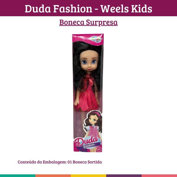 Imagem de Duda Fashion Boneca Cabelo Escuro Solto Sortida Wellmix