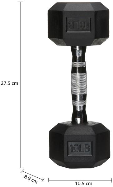 Imagem de Dumbbell Amazon Basics Rubber Hex de 4,5 kg para treinamento físico