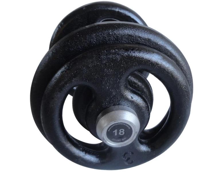 Dumbbell Pintado Pegada Emborrachada Academia Fitness 18kg - ANILHAS FITNESS Imagem de Dumbbell Pintado Pegada Emborrachada Academia Fitness 18kg