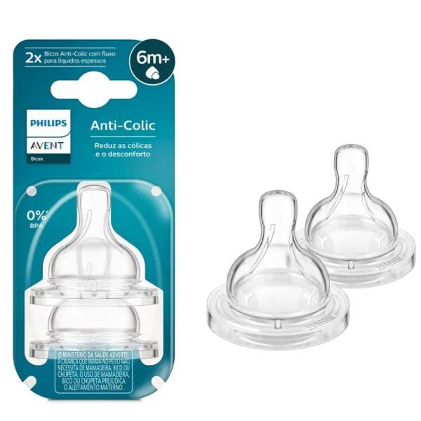 Dupla de Bicos Anti-Colic 6m+ Fluxo Espesso SCY766/02 Avent - Bico