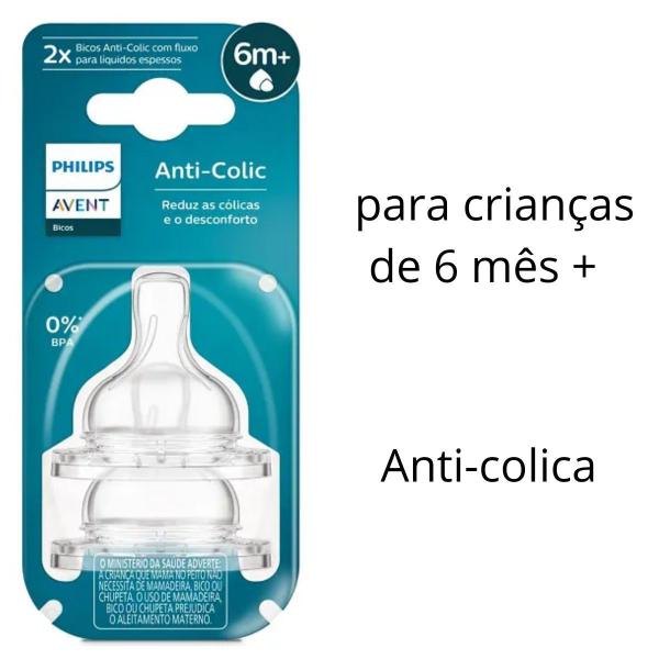 Dupla de Bicos Anti-Colic 6m+ Fluxo Espesso SCY766/02 Avent - Bico