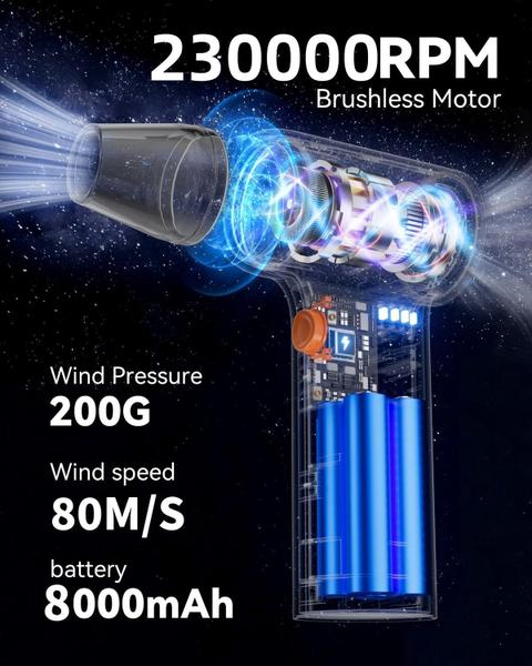 Imagem de Duster de ar elétrico YEAHCO de alta velocidade 230000RPM 8000mAh