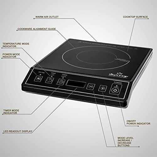 Imagem de Duxtop Fogão de Indução Portátil 1800W, Preto, com 15 Níveis de Potência