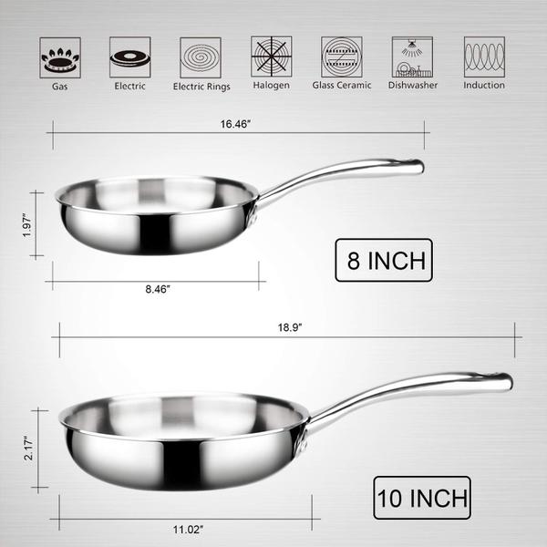 Imagem de Duxtop Panela Stir-Fry Aço Inox Tri-Ply 8" para Indução (Prata)