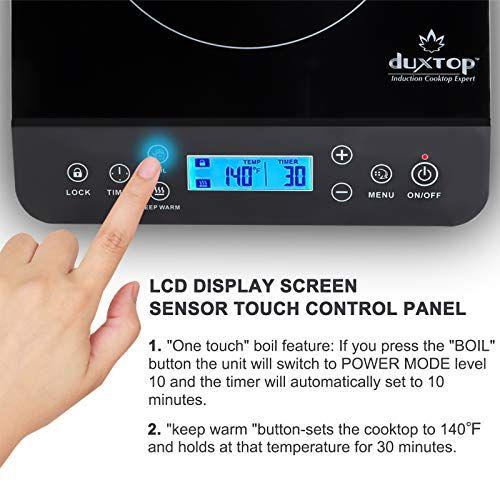 Imagem de Duxtop Portable Induction Cooktop, Placa quente de indução do queimador de bancada com sensor LCD Touch 1800 Watts, preto 9610LS BT-200DZ