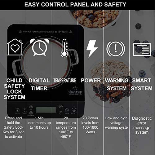 Imagem de Duxtop Portable Induction Cooktop, Placa quente de indução do queimador de bancada com sensor LCD Touch 1800 Watts, preto 9610LS BT-200DZ