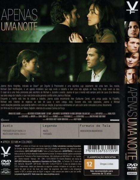DVD Apenas uma Noite - Vinny Filmes Imagem de DVD Apenas uma Noite