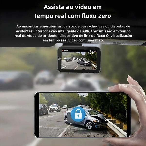 Imagem de DVR de Carro 2K 1440p com Visão Noturna e Wi-Fi - Monitoramento de Estacionamento