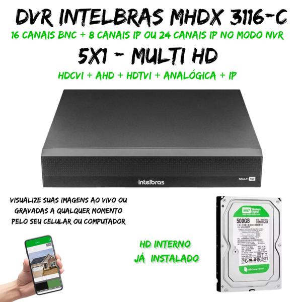 Imagem de Dvr Multi Hd Intelbras 16ch Mhdx 3116-C C/HD 500GB