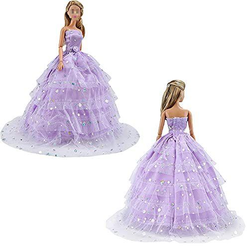 Imagem de E-TING 2 pcs Beautiful Bride Clothing Party Ball Vestidos para Bonecas Femininas