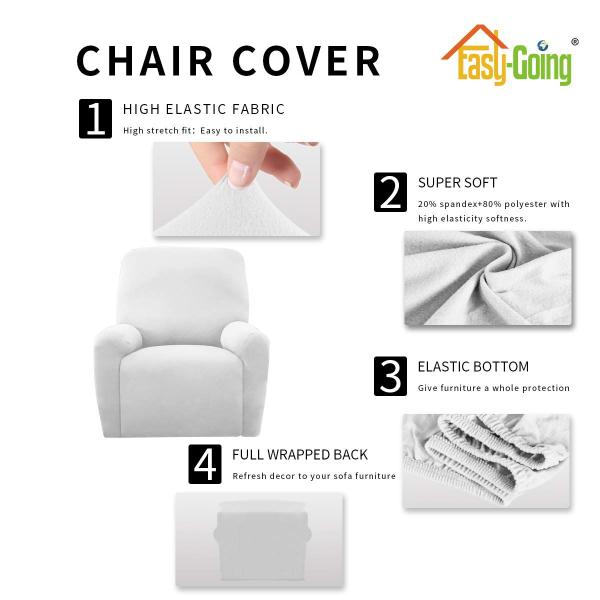 Imagem de Easy-Going 4 Peças Microfibra Stretch Recliner Slipcover  Spandex Soft Fitted Sofá Sofá Cover, Protetor de Móveis Lavável com Fundo Elástico para Crianças, Animal de Estimação (Reclinável, Branca de Neve)