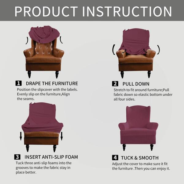 Imagem de Easy-Going Stretch Wingback Chair Sofá Slipcover 1-Piece Sofá Cover Móveis Protetor Sofá macio com elástica fundo Spandex Jacquard Tecido Pequenos cheques (cadeira de asa, preto)