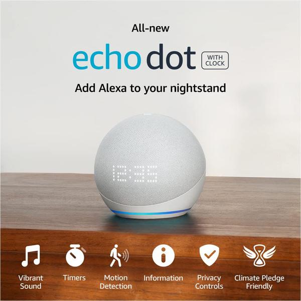 Imagem de Echo Dot 5 geração com Relógio Smart speaker com Alexa Lançamento