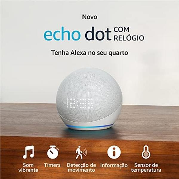 Imagem de Echo Dot (5 geração) Speaker com Relógio e Alexa Música, informação e Casa Inteligente - BRANCO