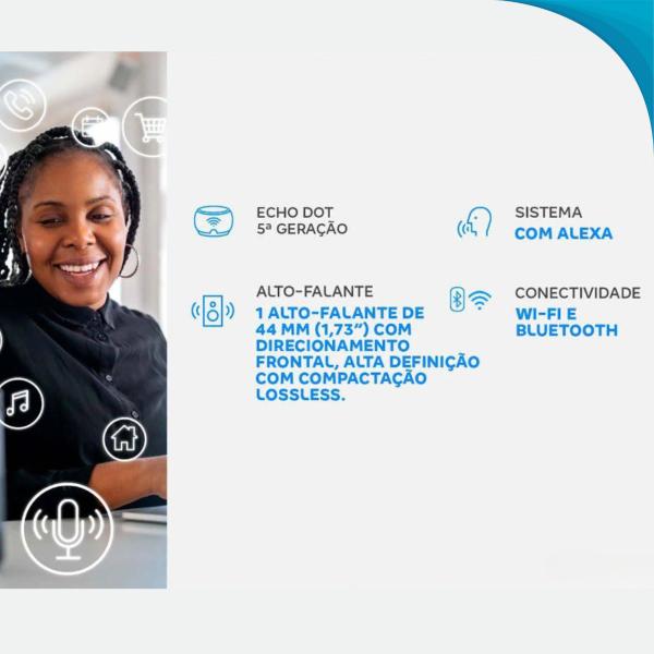 Echo Dot Geração Inteligente Controle Por Voz Relogio Led Entrega Rápida - BlackWatch Imagem de Echo Dot Geração Inteligente Controle Por Voz Relogio Led Entrega Rápida