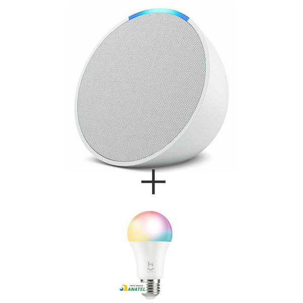 Imagem de Echo Pop - Smart speaker compacto com som envolvente e Alexa + Lâmpada LED Inteligente E27 Wi-Fi + Bluetooth - HI G