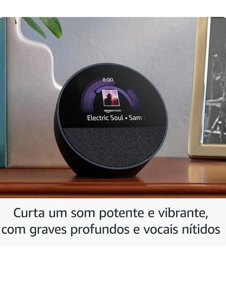 Imagem de Echo Spot (2024) com Alexa: Despertador inteligente com som vibrante e Alexa Cor Preta - Amazon