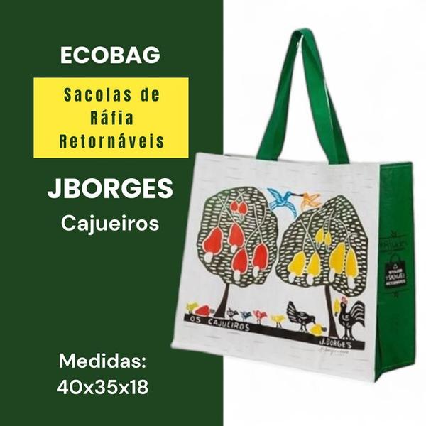 Imagem de Ecobags Sacolas de Ráfia Reutilizáveis 40x35x18 Capacidade 15Kg Tema Literatura Cordel