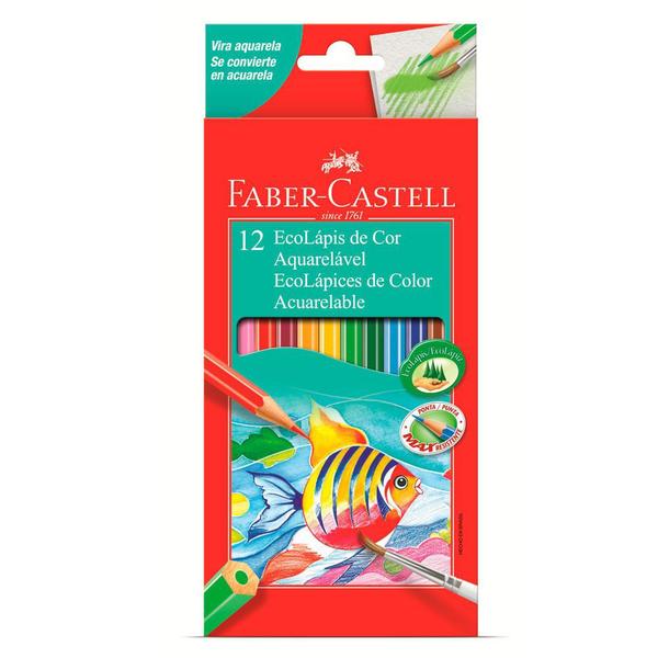 Imagem de EcoLápis de Cor Aquarelável Faber-Castell - Estojo com 12 Cores - Ref 120212