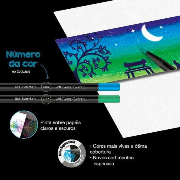 Imagem de Ecolápis de Cor Supersoft Cores Frias com 15 Unidades - Faber-Castell