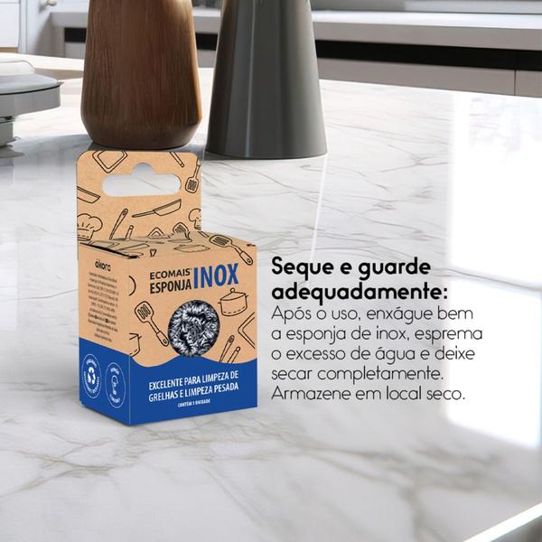 Imagem de Ecomais Esponja Inox Ákora  Aço inoxidável 3 unidades