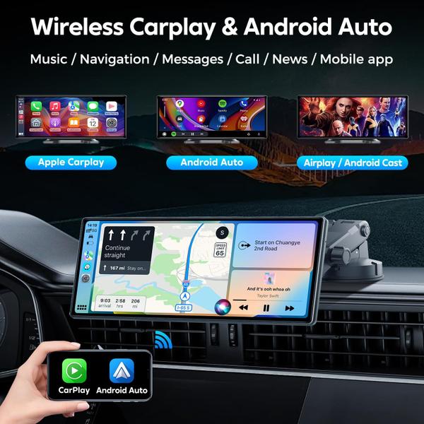 Imagem de Ecrã Apple Carplay sem fios JATAZA 10.26" com GPS Bluetooth