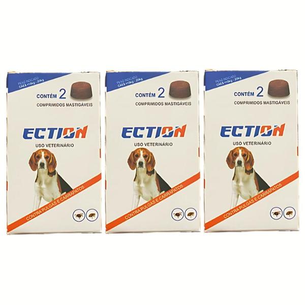 Imagem de Ection Anti Pulgas, Carrapatos e Sarna - 6 Comprimidos Mastigáveis para Cães de 10-20kg