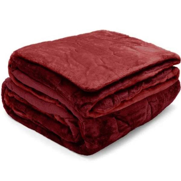 Imagem de Edredom Buettner Casal Plush Flannel Dupla Face 220mx240m Vermelho Escuro e Vermelho Claro