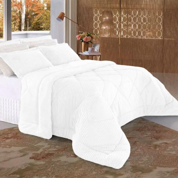 Imagem de Edredom Casal BBC Textil Plush Dupla Face Branco Off White - 314