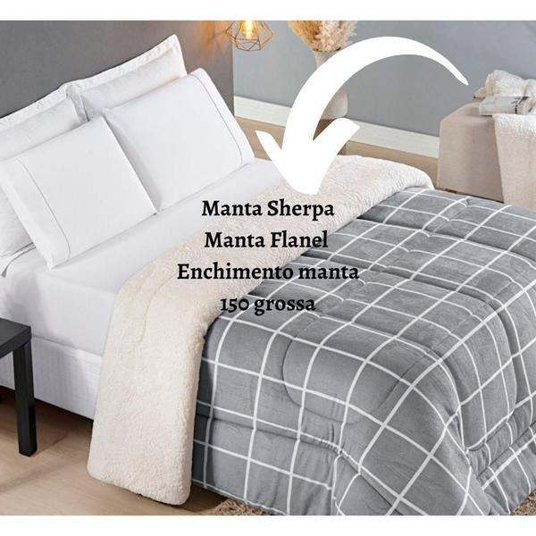 Imagem de Edredom Casal Coberdrom Sherpa E Flannel Manta 150 Austin