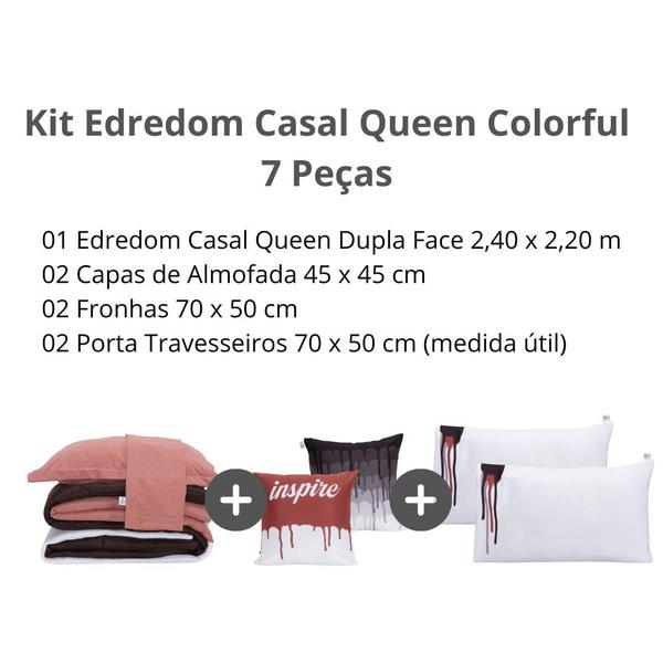 Imagem de Edredom Casal Queen 7 Peças Dupla Face 400 Fios Colorful Cama Posta